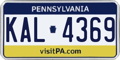 PA license plate KAL4369