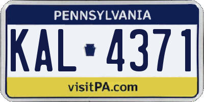 PA license plate KAL4371