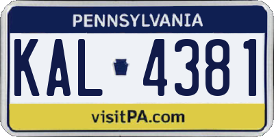 PA license plate KAL4381