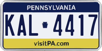 PA license plate KAL4417