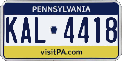 PA license plate KAL4418