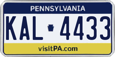 PA license plate KAL4433