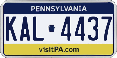 PA license plate KAL4437