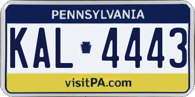 PA license plate KAL4443