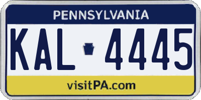 PA license plate KAL4445