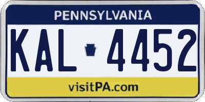 PA license plate KAL4452