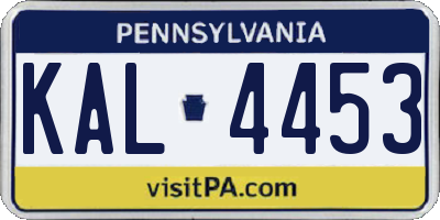 PA license plate KAL4453