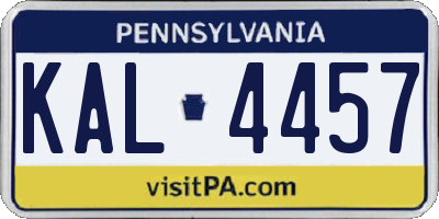 PA license plate KAL4457