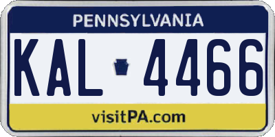 PA license plate KAL4466