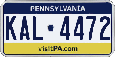 PA license plate KAL4472