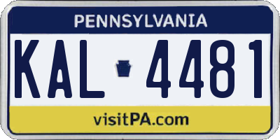 PA license plate KAL4481