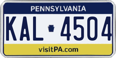 PA license plate KAL4504