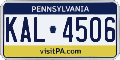 PA license plate KAL4506