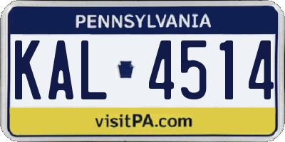 PA license plate KAL4514