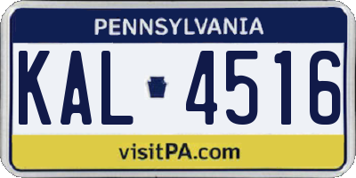 PA license plate KAL4516
