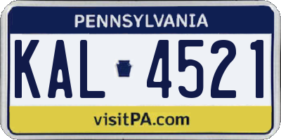 PA license plate KAL4521