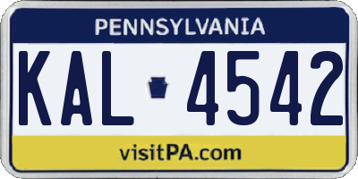 PA license plate KAL4542