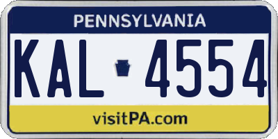 PA license plate KAL4554