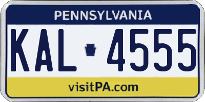 PA license plate KAL4555