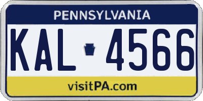 PA license plate KAL4566