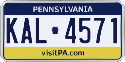 PA license plate KAL4571