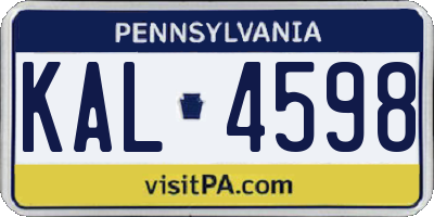 PA license plate KAL4598