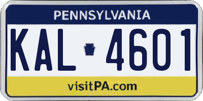 PA license plate KAL4601