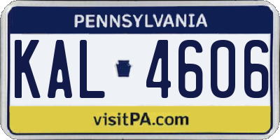 PA license plate KAL4606
