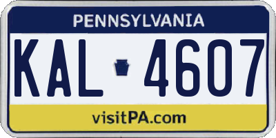 PA license plate KAL4607