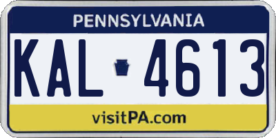 PA license plate KAL4613