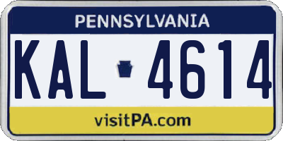 PA license plate KAL4614