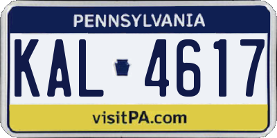 PA license plate KAL4617
