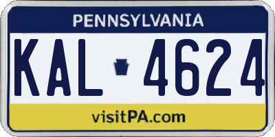 PA license plate KAL4624