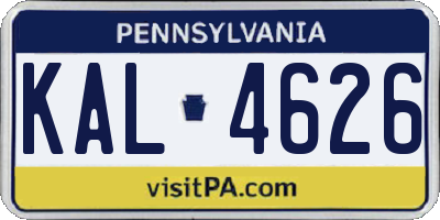 PA license plate KAL4626