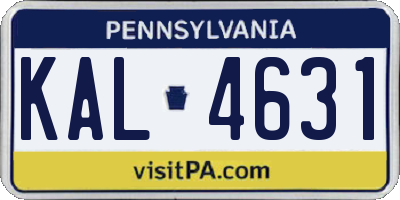 PA license plate KAL4631