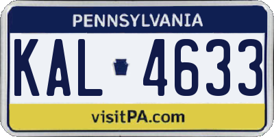 PA license plate KAL4633