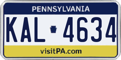 PA license plate KAL4634