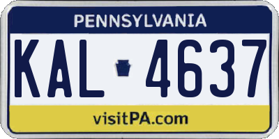 PA license plate KAL4637