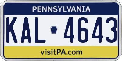PA license plate KAL4643