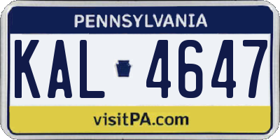 PA license plate KAL4647