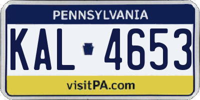 PA license plate KAL4653