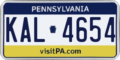 PA license plate KAL4654