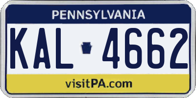 PA license plate KAL4662