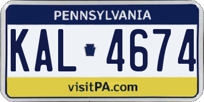 PA license plate KAL4674