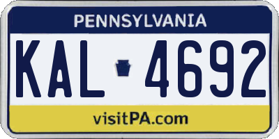 PA license plate KAL4692