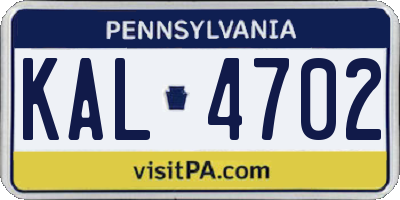 PA license plate KAL4702
