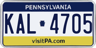PA license plate KAL4705