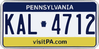 PA license plate KAL4712