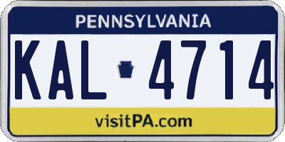 PA license plate KAL4714