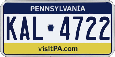 PA license plate KAL4722